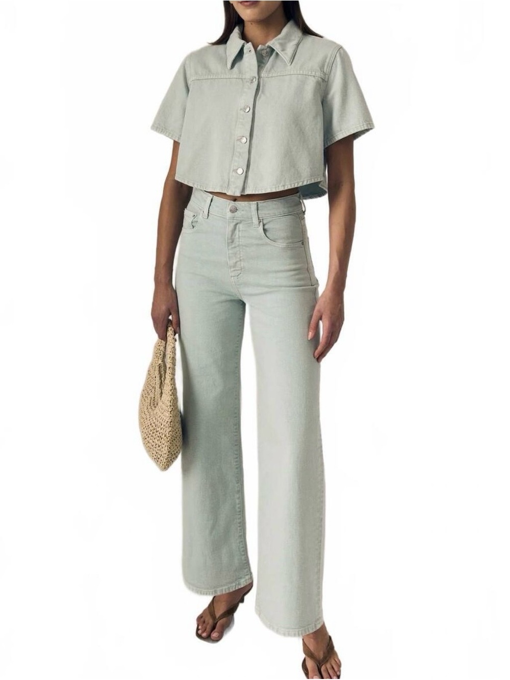 LE JEAN Column Jean in Minty NWT
